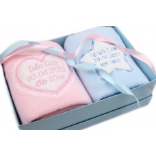 Personalised Baby Twins Blankets Newborn Gift Set